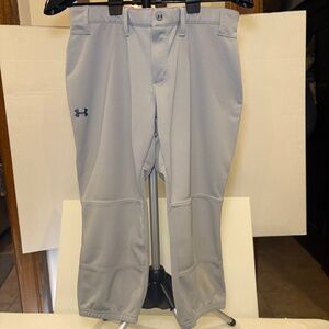 Under Armour Women’s Softball Pants L Gray Fitted Flat Front w/ Back Pockets